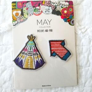 May Collection Teepee and Arrow Patches Colorful NWT